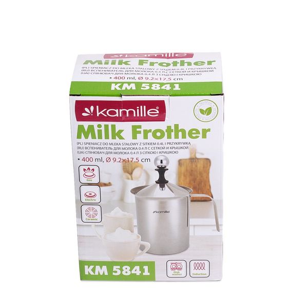 Спінювач для молока з кришкою 400 мл Kamille KM-5841 KM-5841 фото