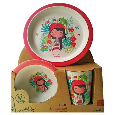 Детский набор посуды Fissman Девочка FS-9495 3 предмета красный FS-9496 фото